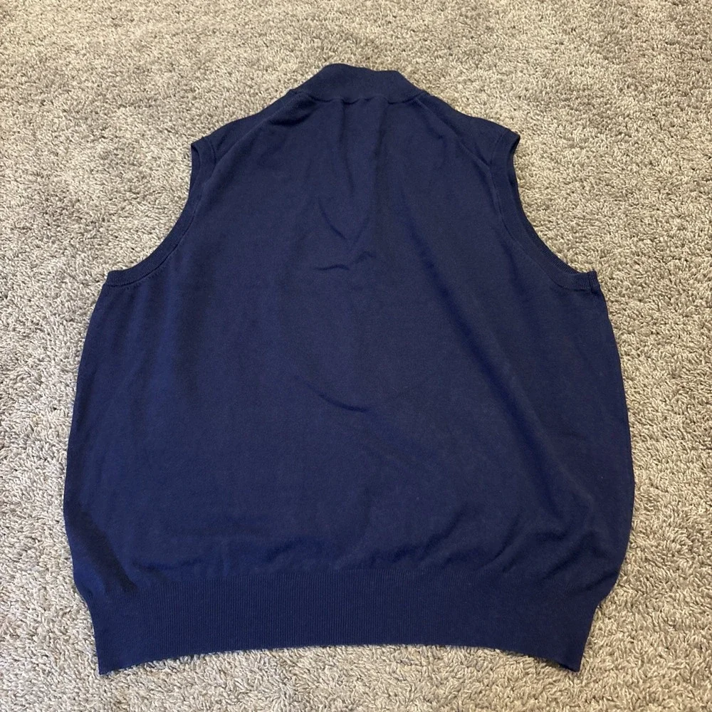 Peter Millar Mens 1/4 Zip Pullover Golf Preppy Sweater Vest Blue Sz XL MS20S03